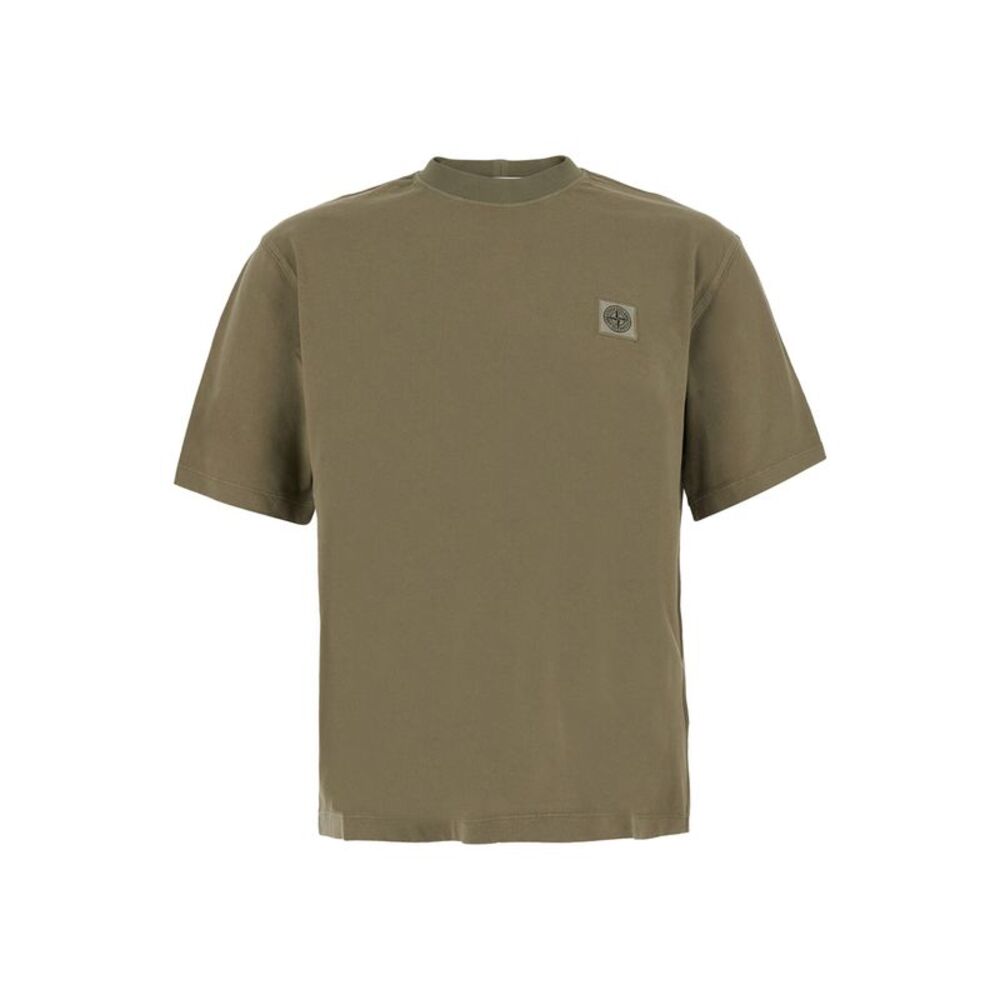 Stone Island Men Crew Neck Heavyweight With Patch And Round Collar Green Men